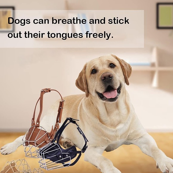 NIB-XL Dogs High Grade Brown Leather and Metal Basket Dog Muzzle Training - Picture 5 of 6
